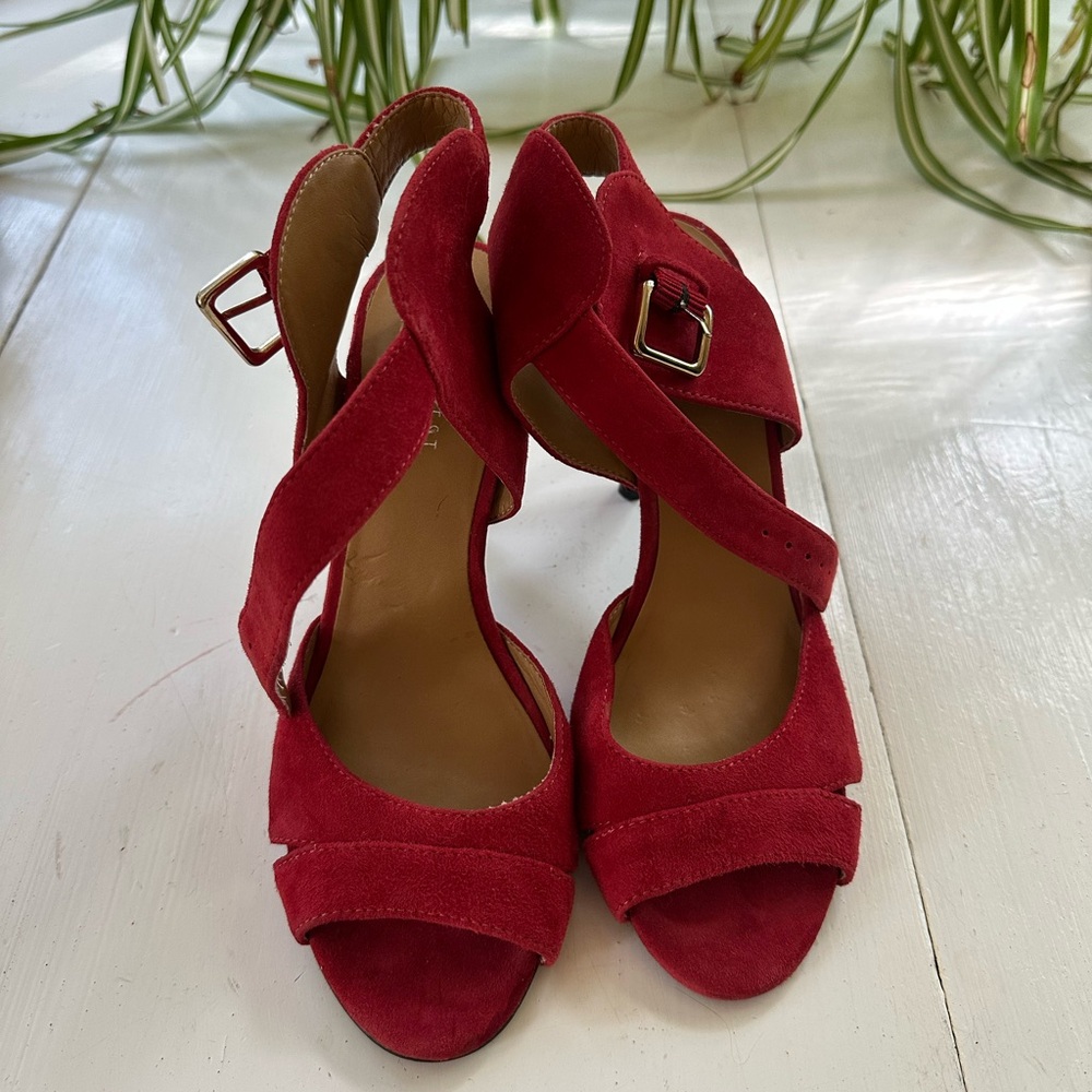 Vintage Nine West Red Suede Heels
